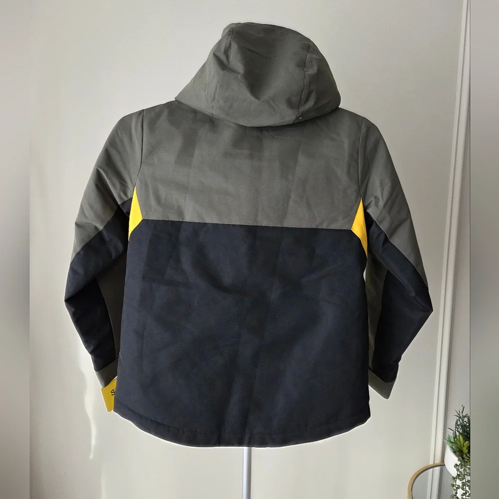 NWT Dakine Youth Snow Jacket Green and Yellow Hooded Sz.7-8